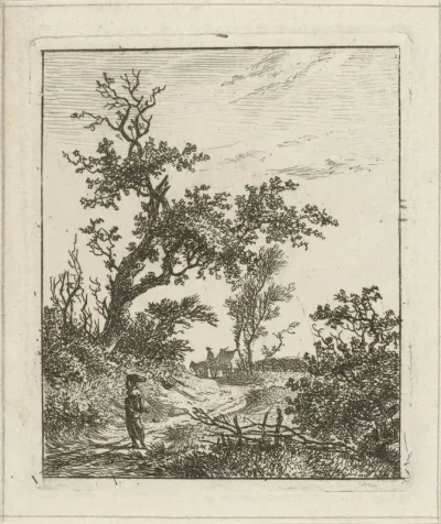 Landschap met vrouw en kar