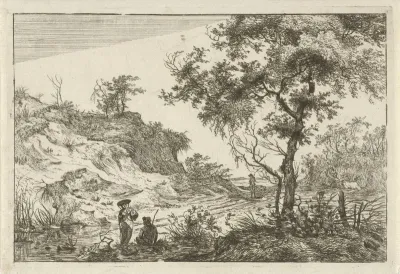 Landschap met vrouw met hoed