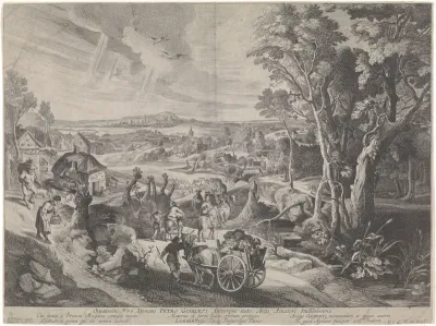 Landschap met wagen met groenten