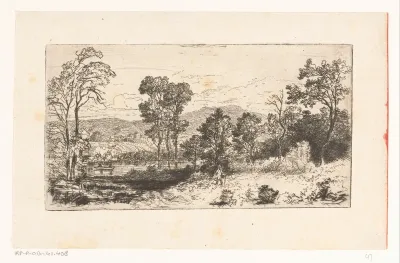 Landschap met wandelaar en een sloep