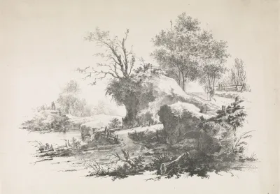 Landschap met wandelaar