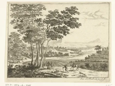 Landschap met wandelaars