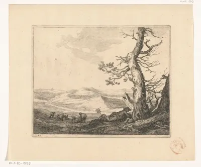 Landschap met wandelaars