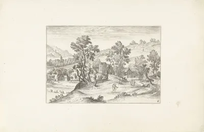 Landschap met wandelaars