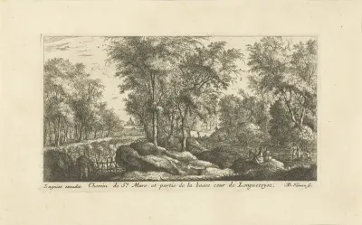 Landschap met wandelaars