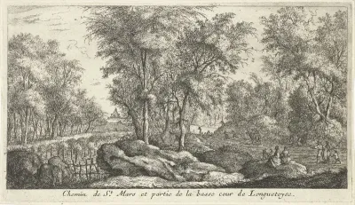 Landschap met wandelaars
