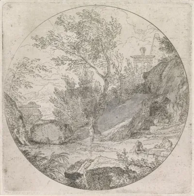 Landschap met wassende vrouwen
