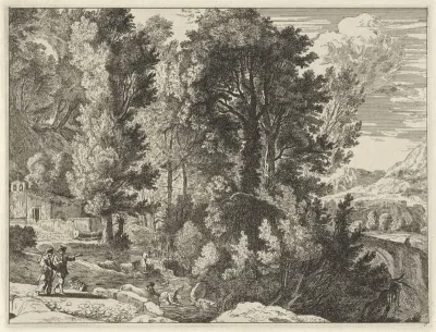 Landschap met wasvrouwen