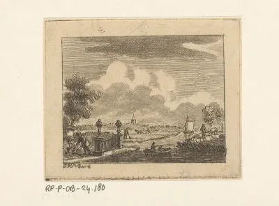 Landschap met water en figuren