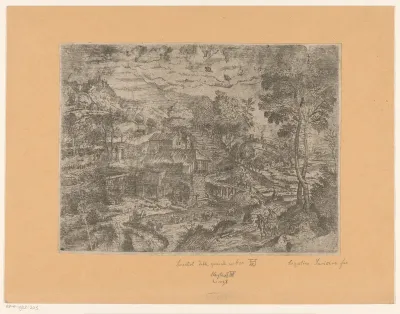 Landschap met watermolen en vlucht naar Egypte