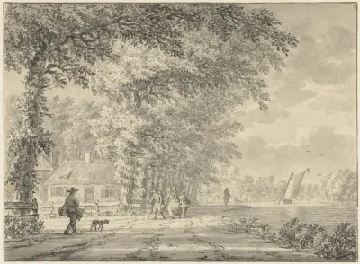 Landschap met weg langs een kanaal