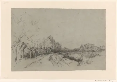 Landschap met weg langs water