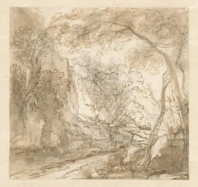 Landschap met weg tussen bomen