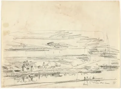Landschap met werkers op 't land, met kleurnotities