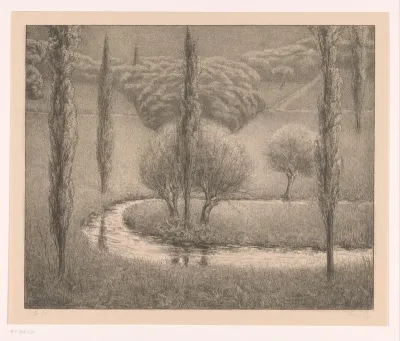 Landschap met wilgen en populieren