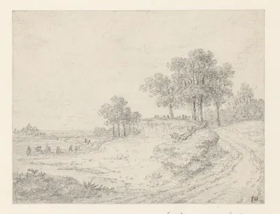 Landschap met zandweg en bomen