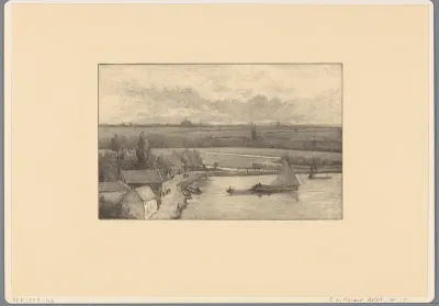 Landschap met zeilschepen op het water