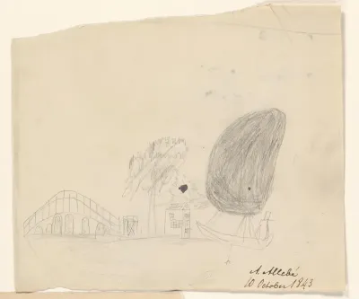 Landschap met zeilschip