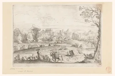Landschap met zicht op een stad
