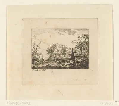 Landschap met zittende man en hond