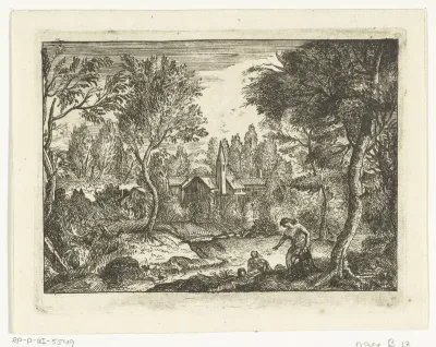 Landschap met zittende man en vrouw