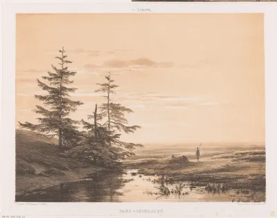 Landschap met zonsondergang