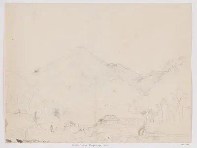 Landschap; uitzicht op de Pangrango,  West-Java
