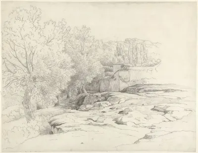 Landschapsstudie met gebouwen