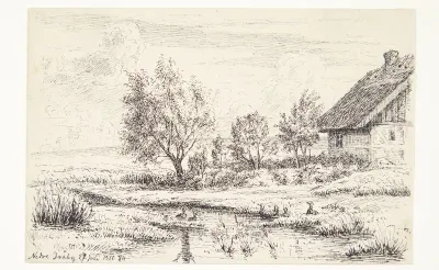 Landskab med bondehus