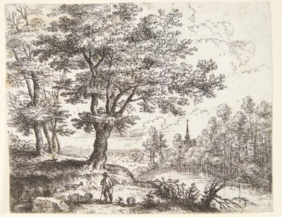 Landskab med en hyrde og hans dyr