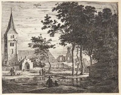 Landskab med en kirkeruin, Velsen