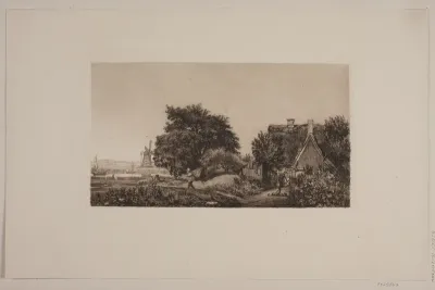 Landskab med mølle
