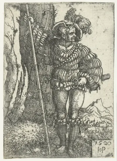 Landsknecht staand bij een boom