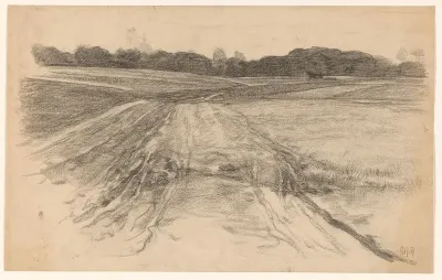 Landweg door het open veld