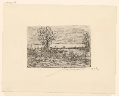 Landweg langs een plas