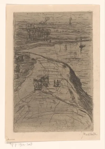 Landweg langs water