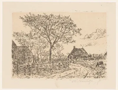 Landweg met boerderijen