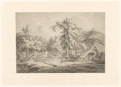 Landweg met boerenhoeven