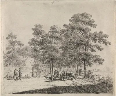Landweg met herder en vee
