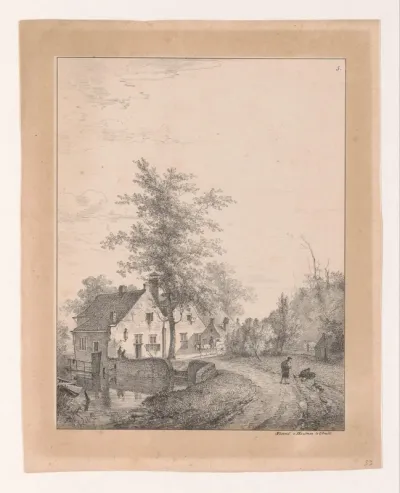 Landweg met huizen