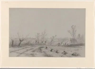 Landweg met knotwilgen