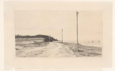 Landweg met telegraafpalen
