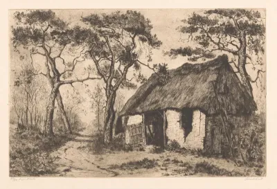 Landweg met vervallen schuur