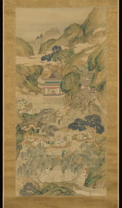 Lanting Gathering in Blue and Green  青緑蘭亭脩禊図 (Seiryoku rantei shūkei zu)