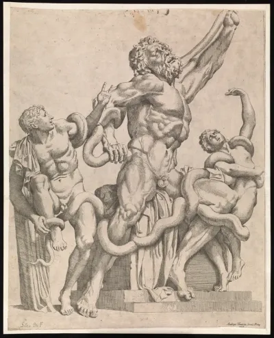 Laocoön. Etching by Sisto Badalocchio, 1606
