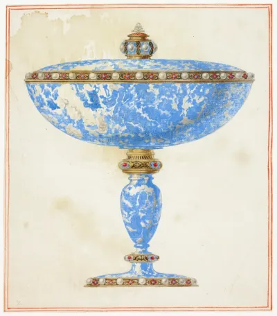 Lapis Covered Dish on Stand