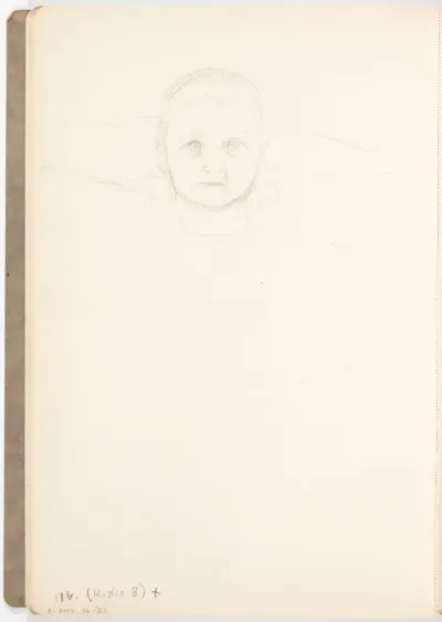 Lapsen pää, edestä. 1920- tai 1930-luvulta.