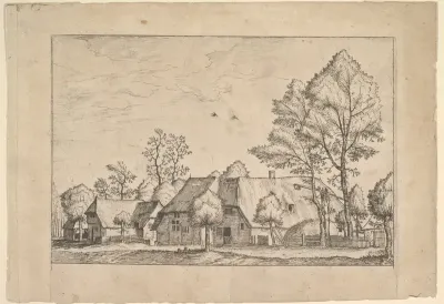 Large Farm with Draw Well from Praediorum villarum et rusticarum casularum icones elenoantissimae ad vivum in apre deformatae