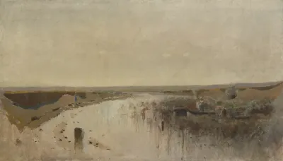 Large Landscape with a River. Bathing