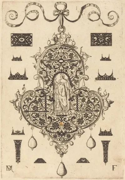 Large Pendant, Prudence Standing at Centre